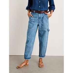 Alex Mill Phoebe Pant Jeans Vintage Wash Denim Straight Leg Utility Blue Size 8